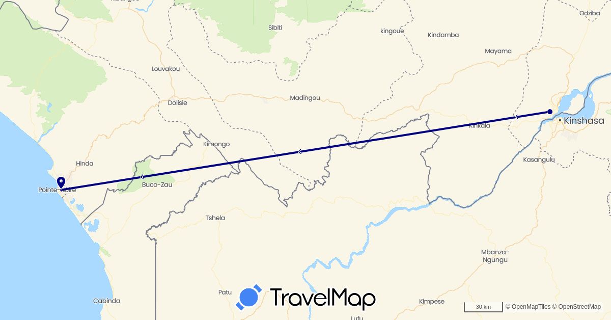 TravelMap itinerary: driving in Republic of the Congo (Africa)